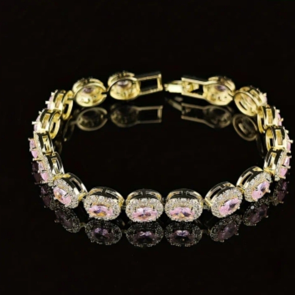 Jewelry - 🆕️💎PINK ZIRCON OVAL TENNIS BRACELET - GOLD TONE💎